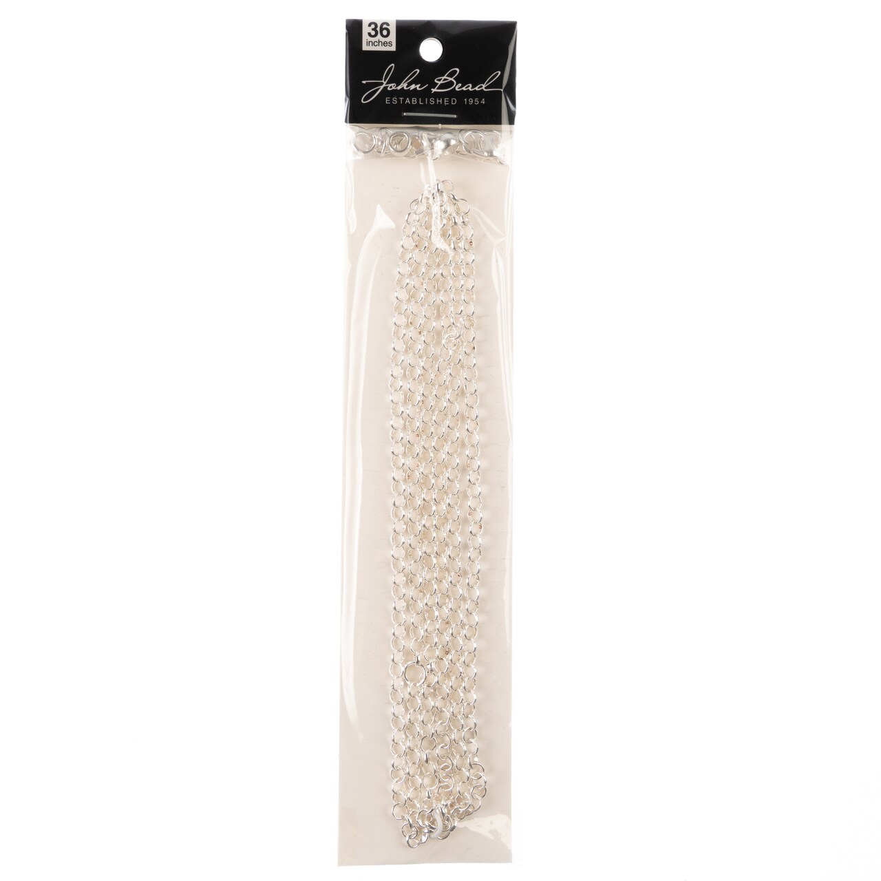 John Bead 36in Chain and Findings Set Rolo Cable Chain-Silver, 4mm